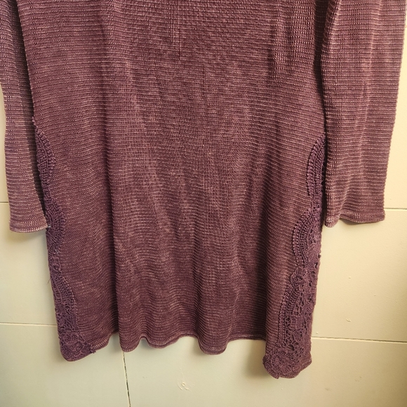 Able maroon longsleeve mini dress size large womens boho thermal waffle - Picture 4 of 6